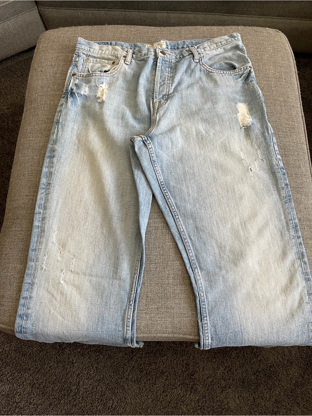 American Eagle Outfitters Light Blue Low Rise Bootcut Distressed Jeans